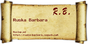 Ruska Barbara névjegykártya